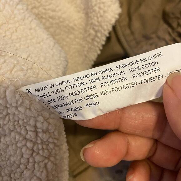 THREAD & SUPPLY Women L Utility Jacket Barn Chore Coat Khaki Fleece Lining Zip - Picture 4 of 14